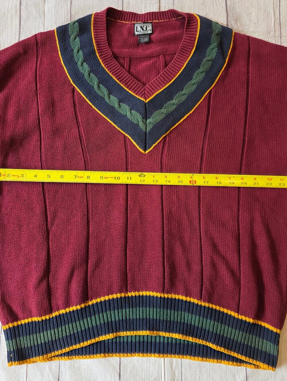 Vintage Men's Size Large International Concepts V-neck Sweater Academia Preppy - Picture 10 of 11